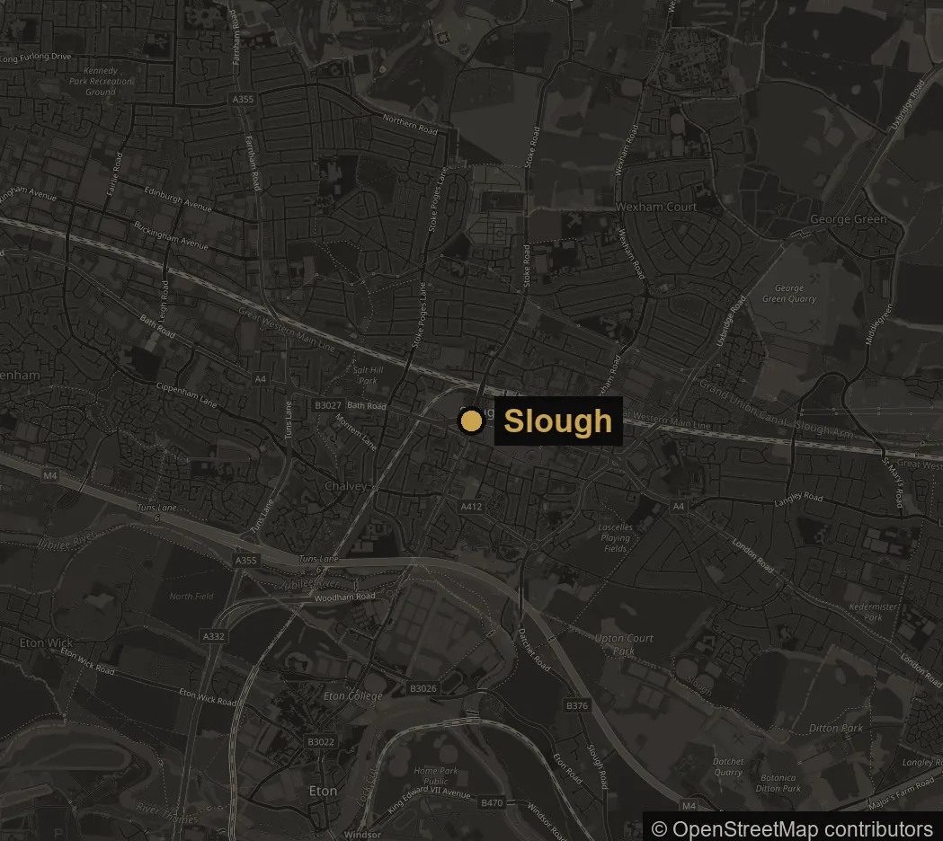 Map of Slough and nearby
